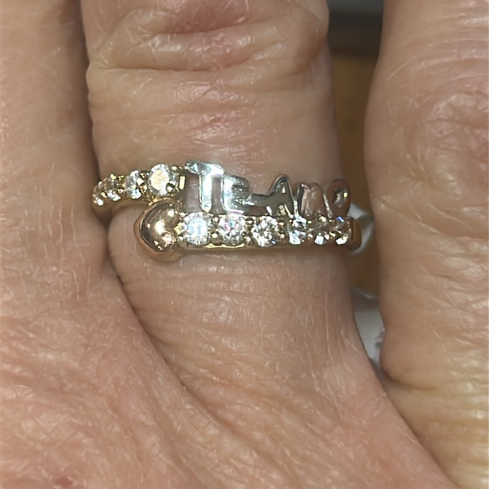 409228 14k yellow gold 'Te Amo' Ring accented with Cz gems